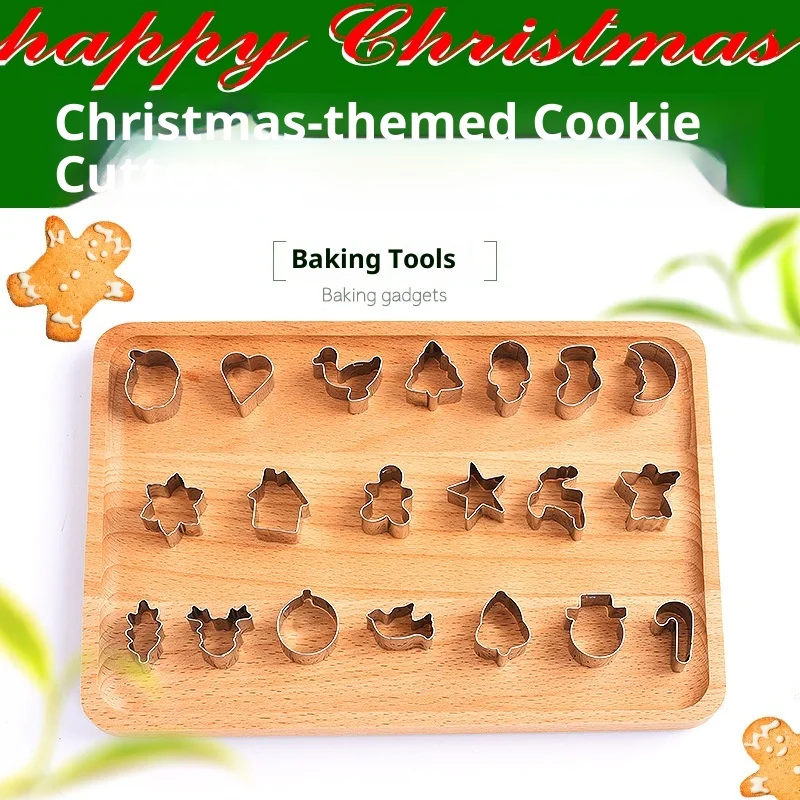 

2025 New 20Pcs/Set DIY Stainless Steel Christmas Cookie Mold Cookie Baking Cookie Mold Set Vegetable Cutting