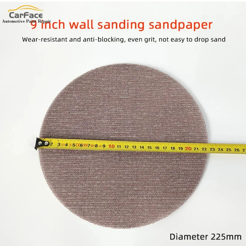 10 Pcs 9 Inch Mesh Sandpaper 225mm Wall Sander Flocking Round Dry Sandpaper Long Rod Sander Grinding Putty Powder Sand Skin