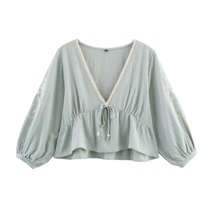 

TRAFZR Cotton Blouse Ladies Summer Top Women Woman Blouses Women's Pulovers Female Chiffon Pretty Stylish Stylish Chic Elegant