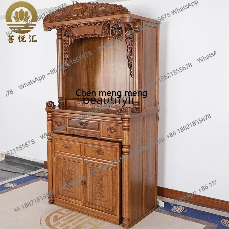 z183  Solid Wood Altar Buddha Shrine Household Clothes Closet Chinese Buddha Cabinet Altar Bodhisattva Altar