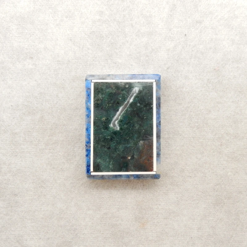 Handcrafted Multi-Gemstone Pendant Ocean Jasper Ruby in Zoisite Howlite Composite Artisan Piece with Green Blue Subtle Colors