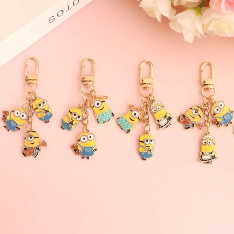 New Despicable Me Minions Kevin Bob Lucy wild anime cute keychain school bag decoration pendant cartoon jewelry gift wholesale