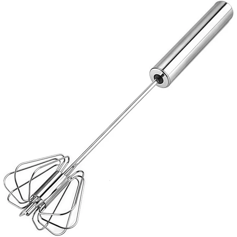 Stainless Steel Egg Whisk Hand Push Rotary Whisk Blender Versatile Milk Frother Hand Push Mixer Stirrer for Blending
