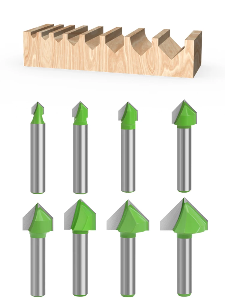 XHYkern 8mm Shank V Groove Router Bit, Carbide Milling Cutter for Wood 3D Engraving & V-Slot Folding Cutting, MDF Plywood