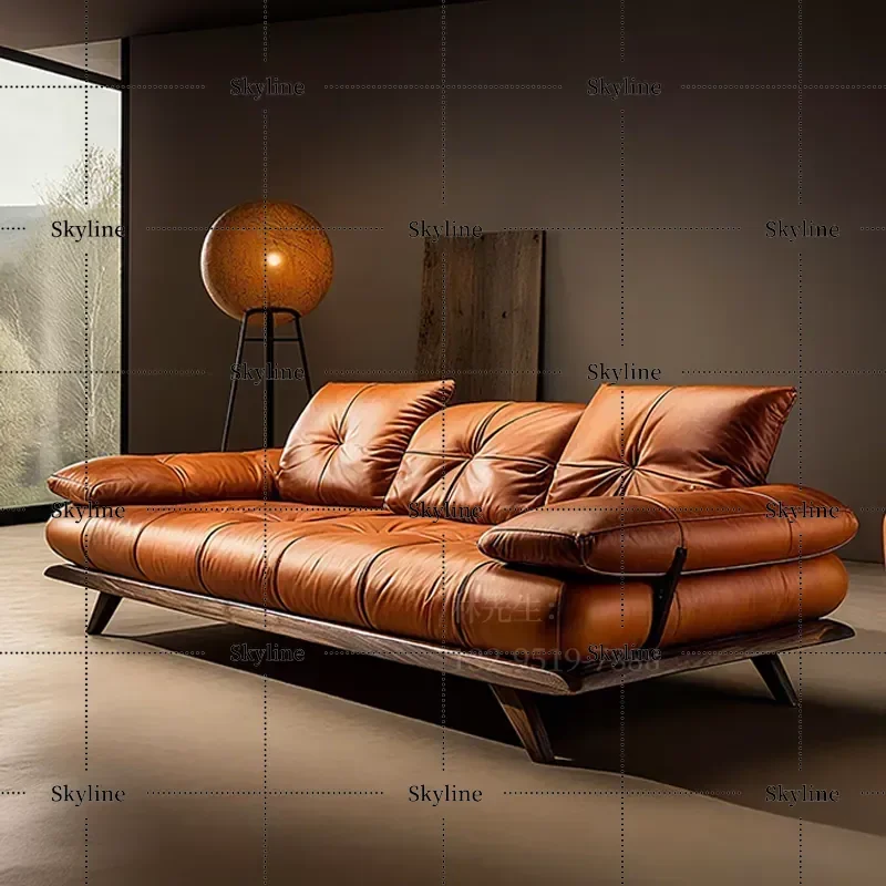 New Chinese Style Black Walnut Solid Wood Sofa with Tenon and Mortise Structure Retro Living Room Straight Sofa Customizable