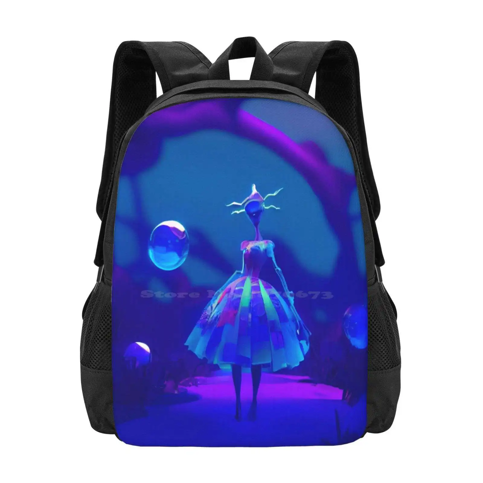 Diseño de patrón de criatura en un mundo mágico surrealista, bolsas escolares de viaje para computadora portátil, arte Ai generado por paisaje marino, criatura marina