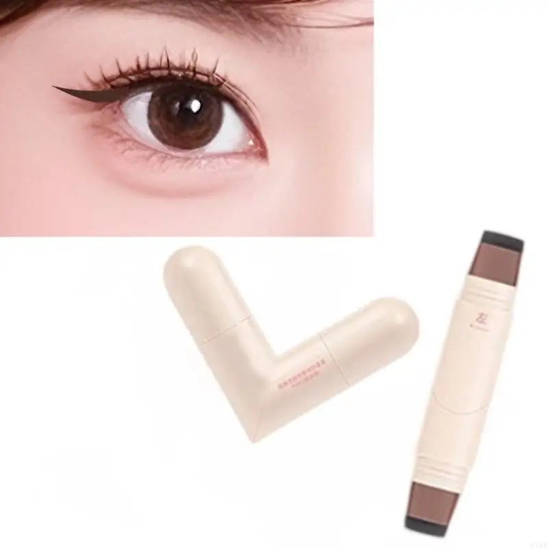 قلم تحديد عيون مزدوج الأطراف طويل الأمد C1FF مقاوم للماء ومقاوم للتلطخ للارتداء اليومي