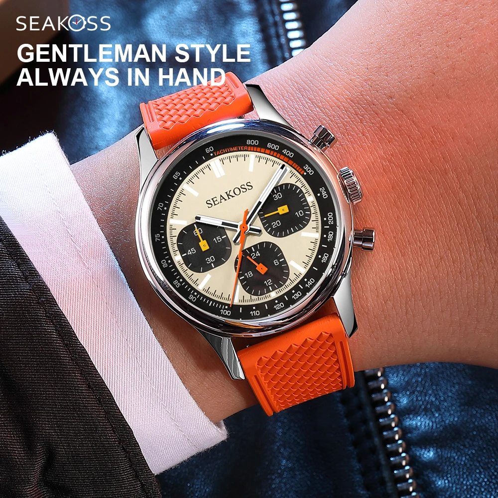 SEAKOSS 1963 Chronograph 40mm Mechanical Watch Men's with Seagull