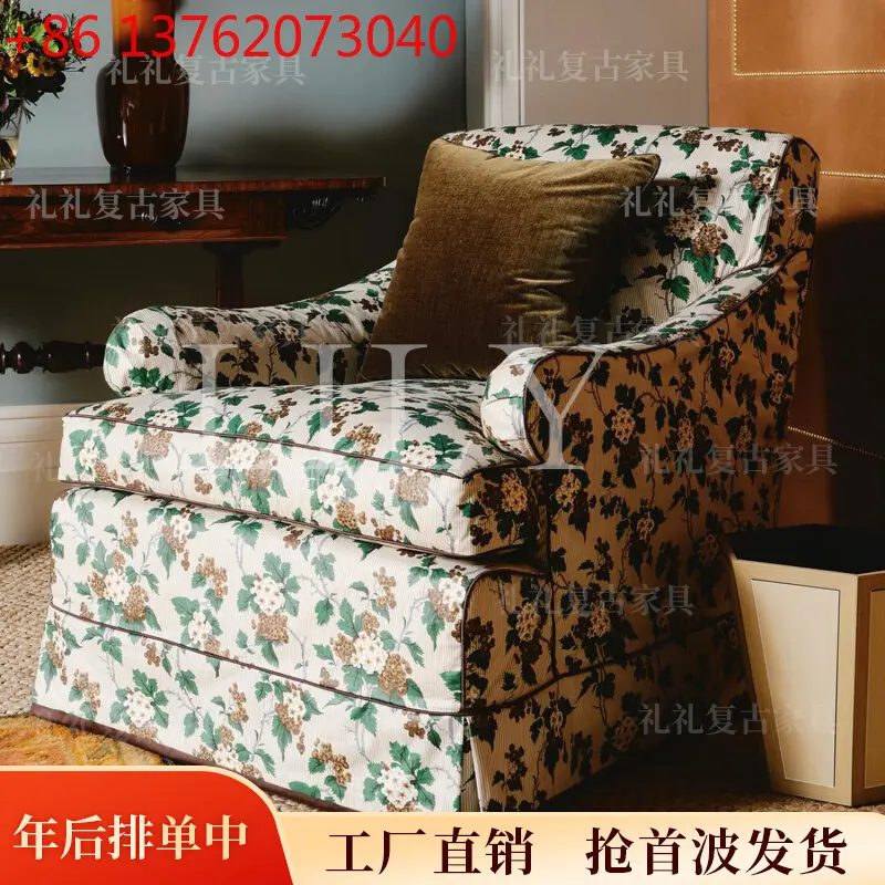 

Xx French pastoral fabric single sofa chair living room fresh floral back chair