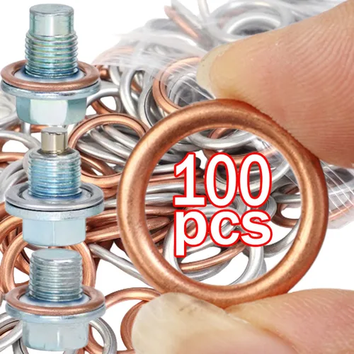 Junta de drenaje de cárter de aceite de coche, almohadilla de perno de drenaje, junta de tapón de drenaje de aceite de cobre y aluminio, accesorios reemplazables para Volkswagen Audi