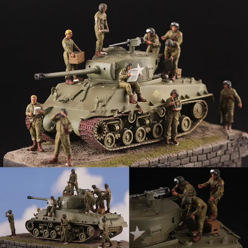 

1:72 Scale Model American Tank Mounted Armored Force 10 Pcs Soldiers Action Figure Toys Scene Accessory Dolls Display Collection