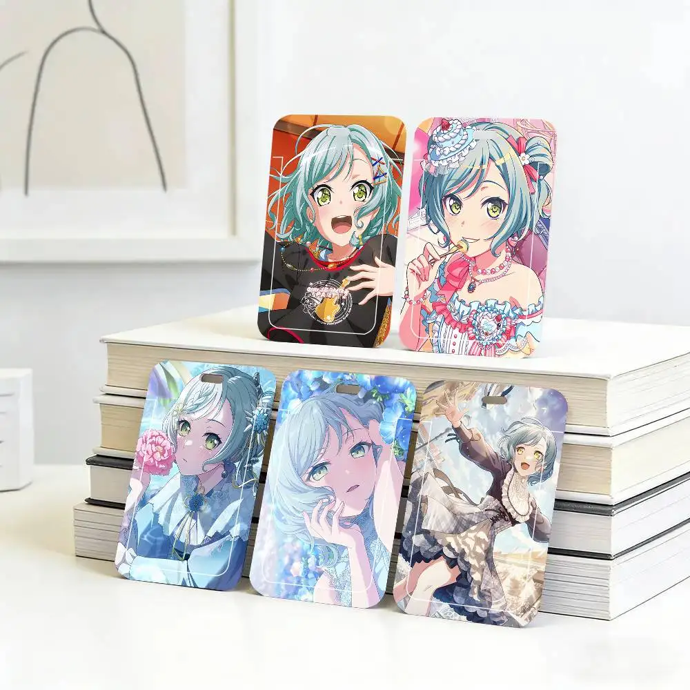 Hikawa Hina Anime BanG D-Dream - Porta Tarjetas con Cordón Negro para Tarjetas de Comida de Estudiantes y Identificaciones Escolares