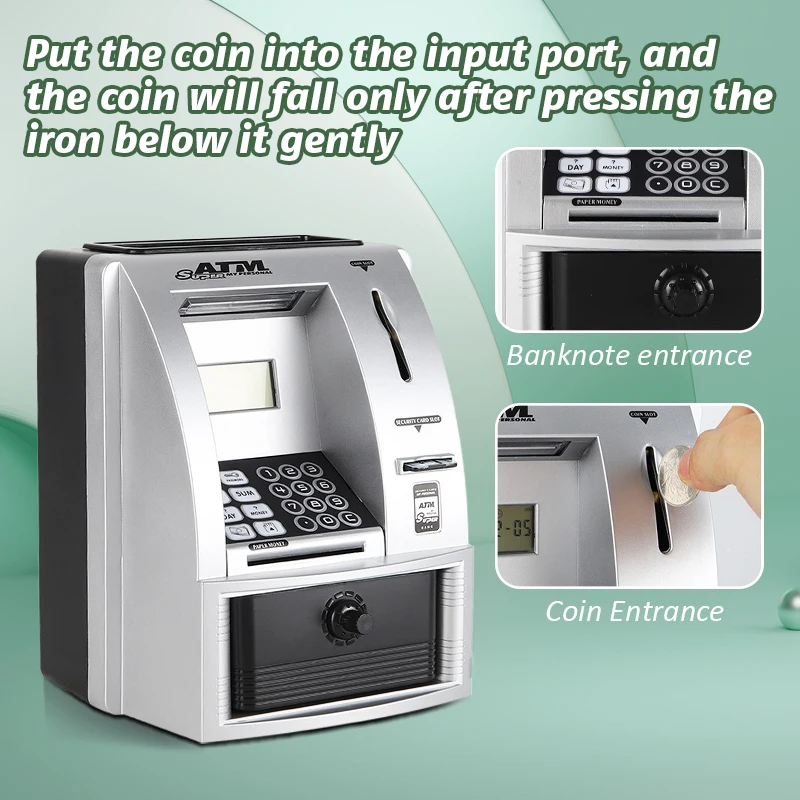 Electronic Piggy Bank ATM Password Money  Coins Saving Box ATM Bank  Automatic Deposit Banknote Christmas Gift