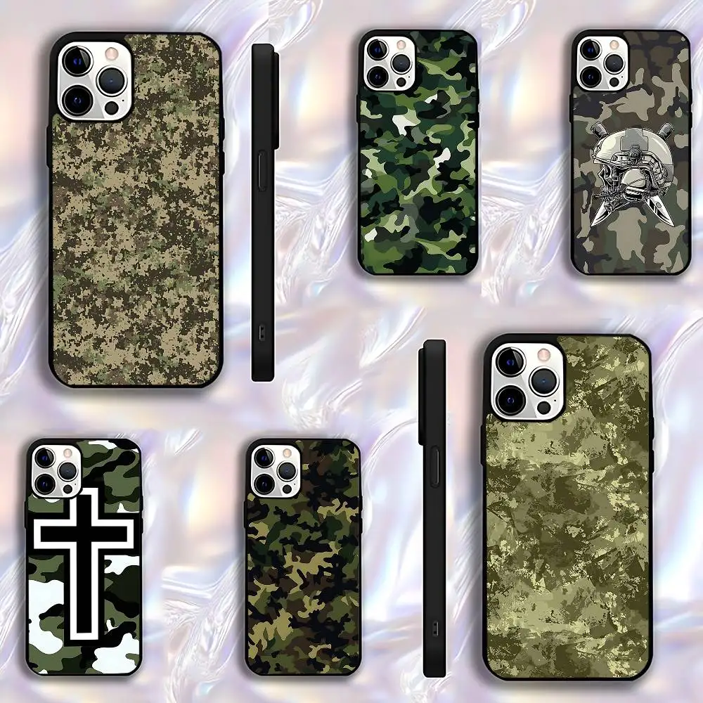 

Camouflage Camo Military Army Phone Case For iPhone 17,16,15,14,13,12,11,Pro,Max,Plus,E,Air,Mini Protective Black Cover