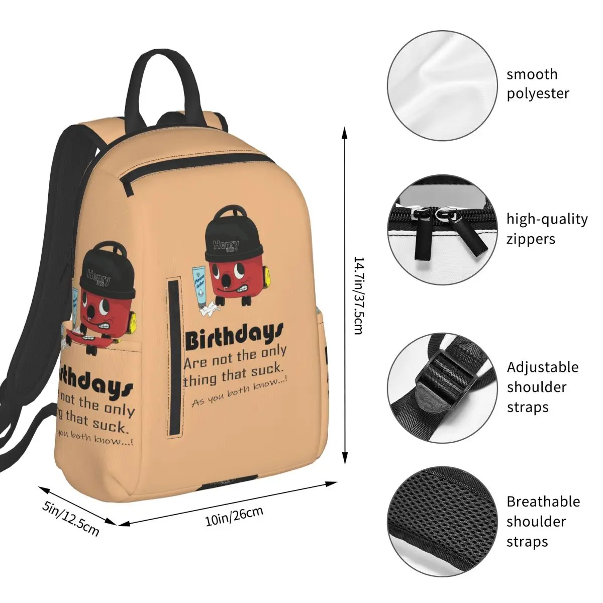 Henry Hoover 'Has Lost Suction' Birthday Card___ Backpack Student  BookBag School Bag Computer Shoulder Bags for Men Women