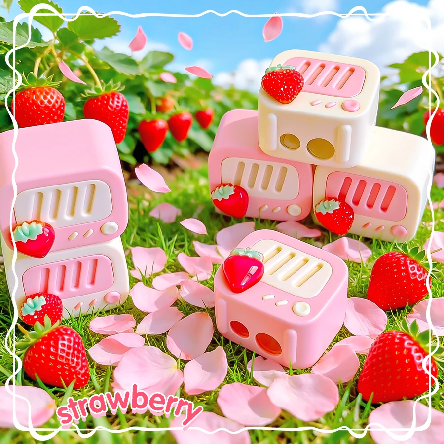 Office supplies school equipment kawaii stationery items School supplies cute strawberry square pencil sharpener for child