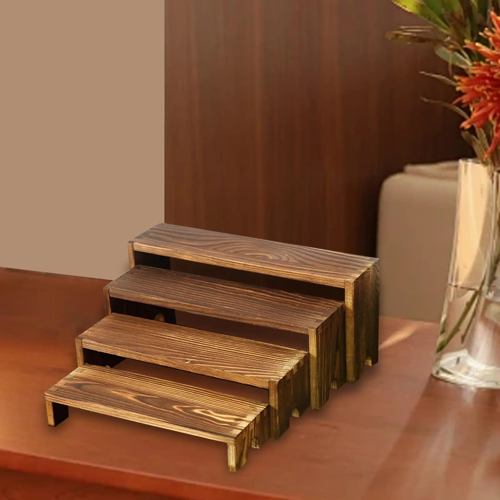 

4x Wooden Display Riser Stand Showcase Fixtures Sturdy Construction Display
