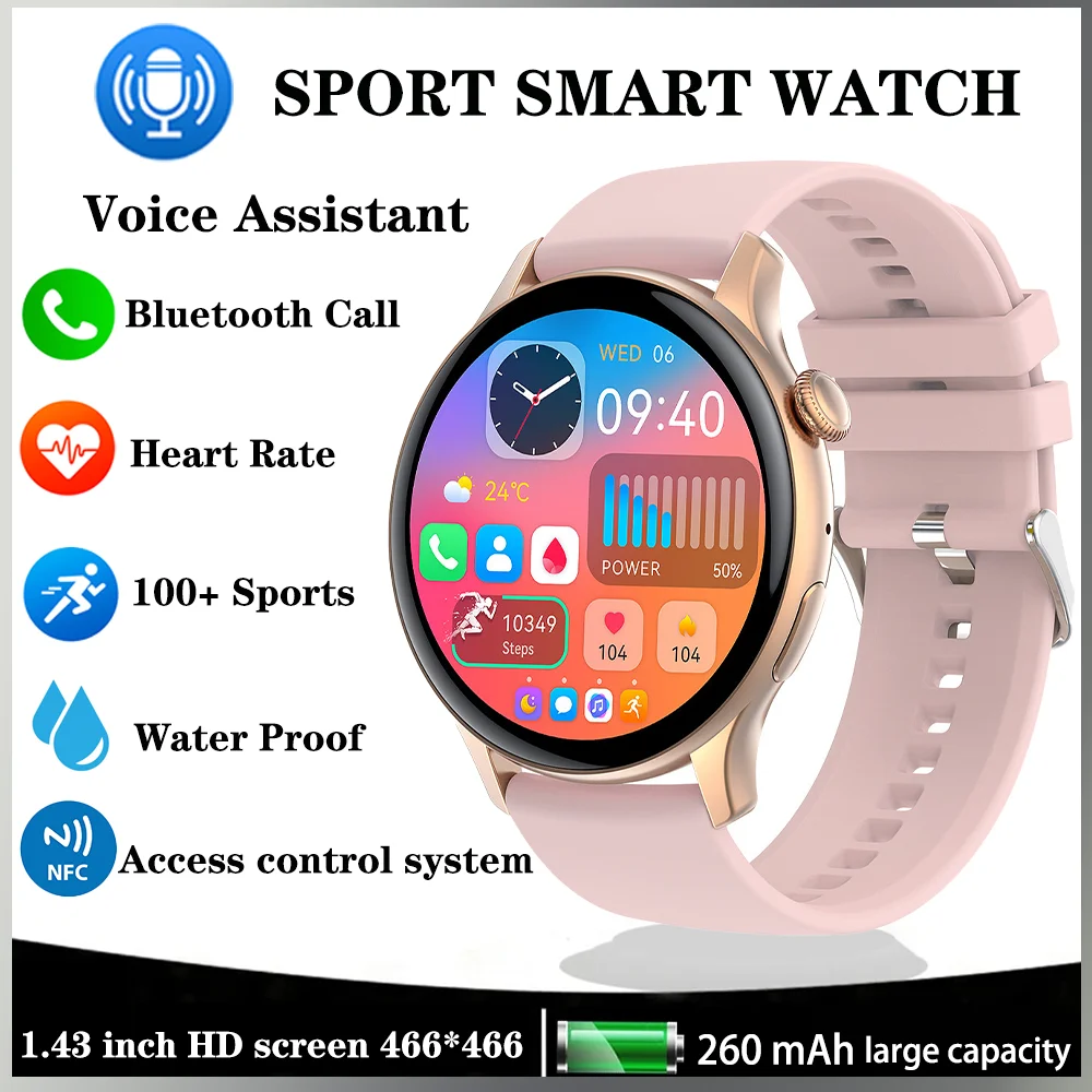 

Xiaomi Mijia NFC Smartwatch Woman Voice Assistant Bluetooth Call Smartwatch Heart Rate Monitoring Sport Waterproof Women's Watch