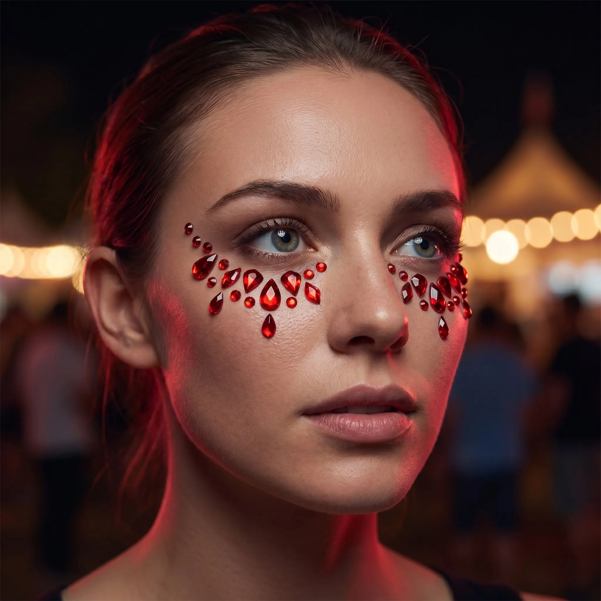 10 Pcs Diamond Tattoo Stickers Costume Face Bat Halloween Temporary Tattoos Eye Nail Body Gems