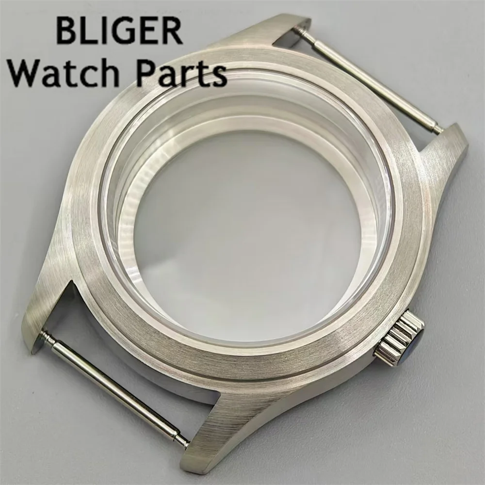 

BLIGER 36mm/39mm Silver Sterile Case Brushed Pilot Watch Case Sapphire Glass Fit NH34 NH35 Miyota 9015 ETA2824 PT5000 Movement