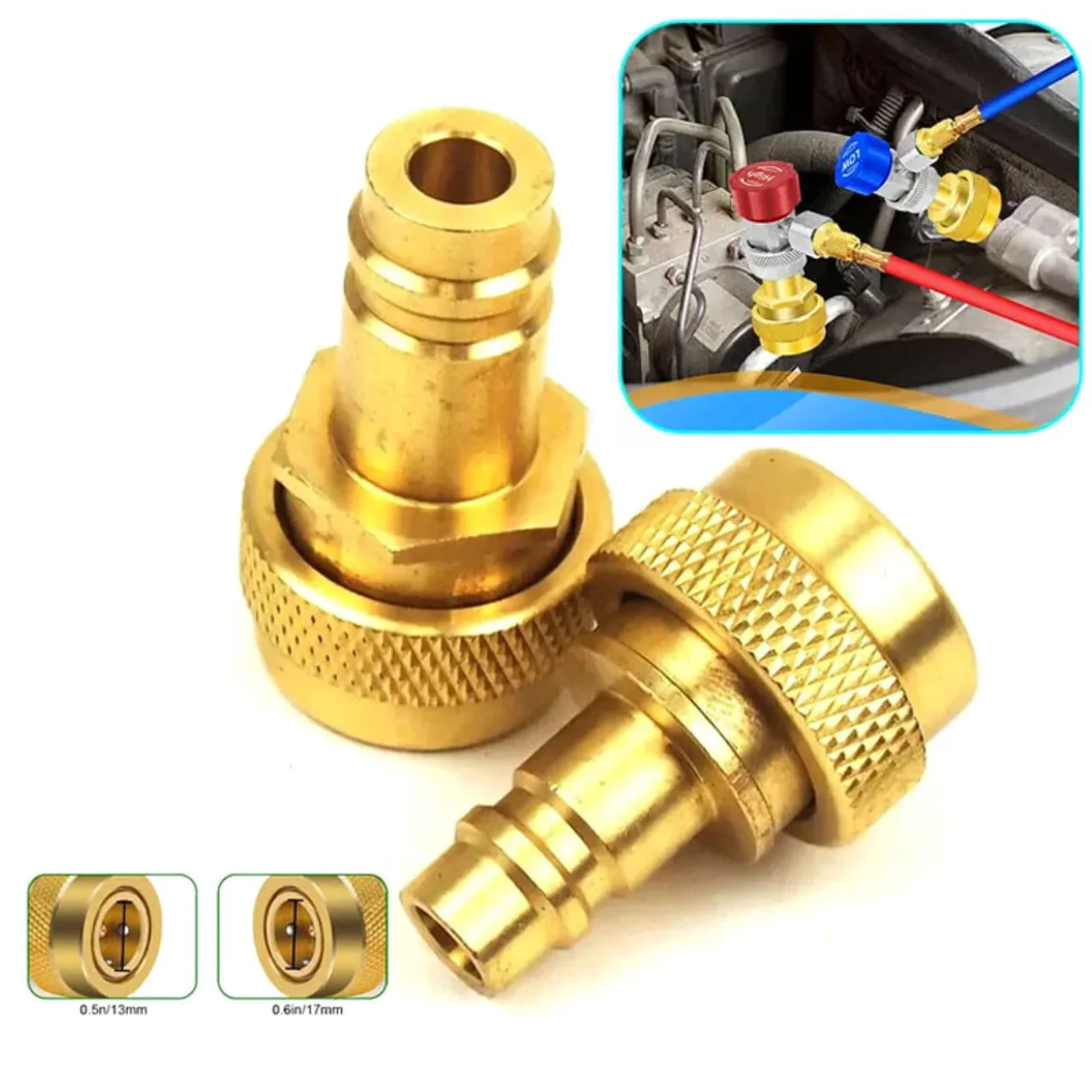 R134a to R1234yf Adapter Conversion Kit High/Low Side Brass Quick Coupler Set for AC Manifold Gauge R1234yf System
