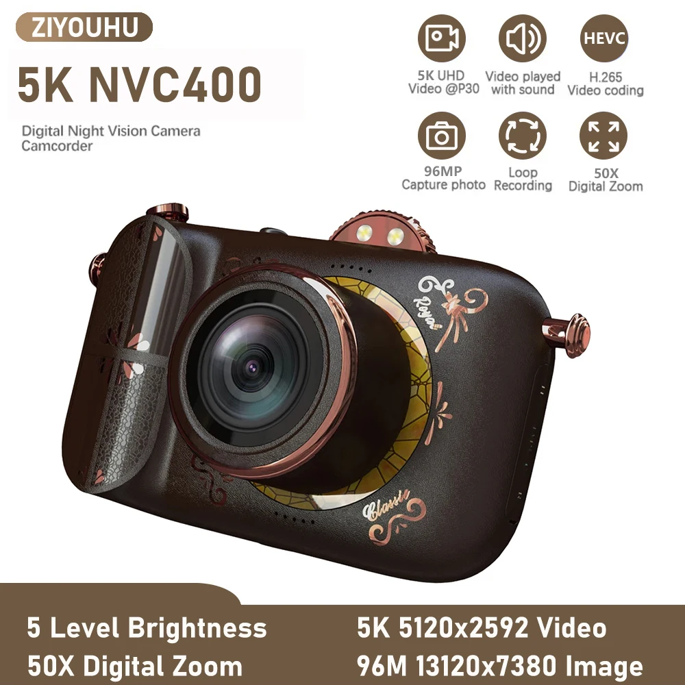 5K HD Digital WIFI SLR Camera Camcorder NVC400 50X Zoom 96MP Vintage Camera Outdoor Children Gift Digital Camera