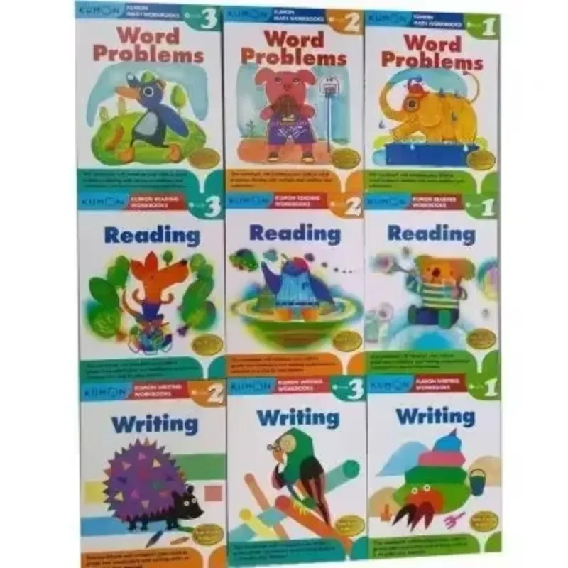 9 كتب/مجموعة كومون وثيقة نمط التعليم الرياضيات + الكتابة + كتاب تمرينات القراءة للصفوف 1-3