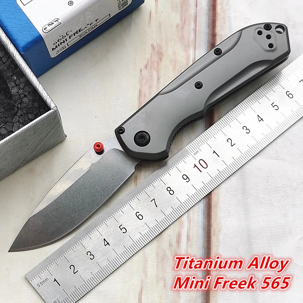 

JUFULE Made Titanium Handle 565 Mini Freek Mark S90V Blade Copper Washer Outdoor Camp Hunt Pocket EDC Tool Folding Utility Knife