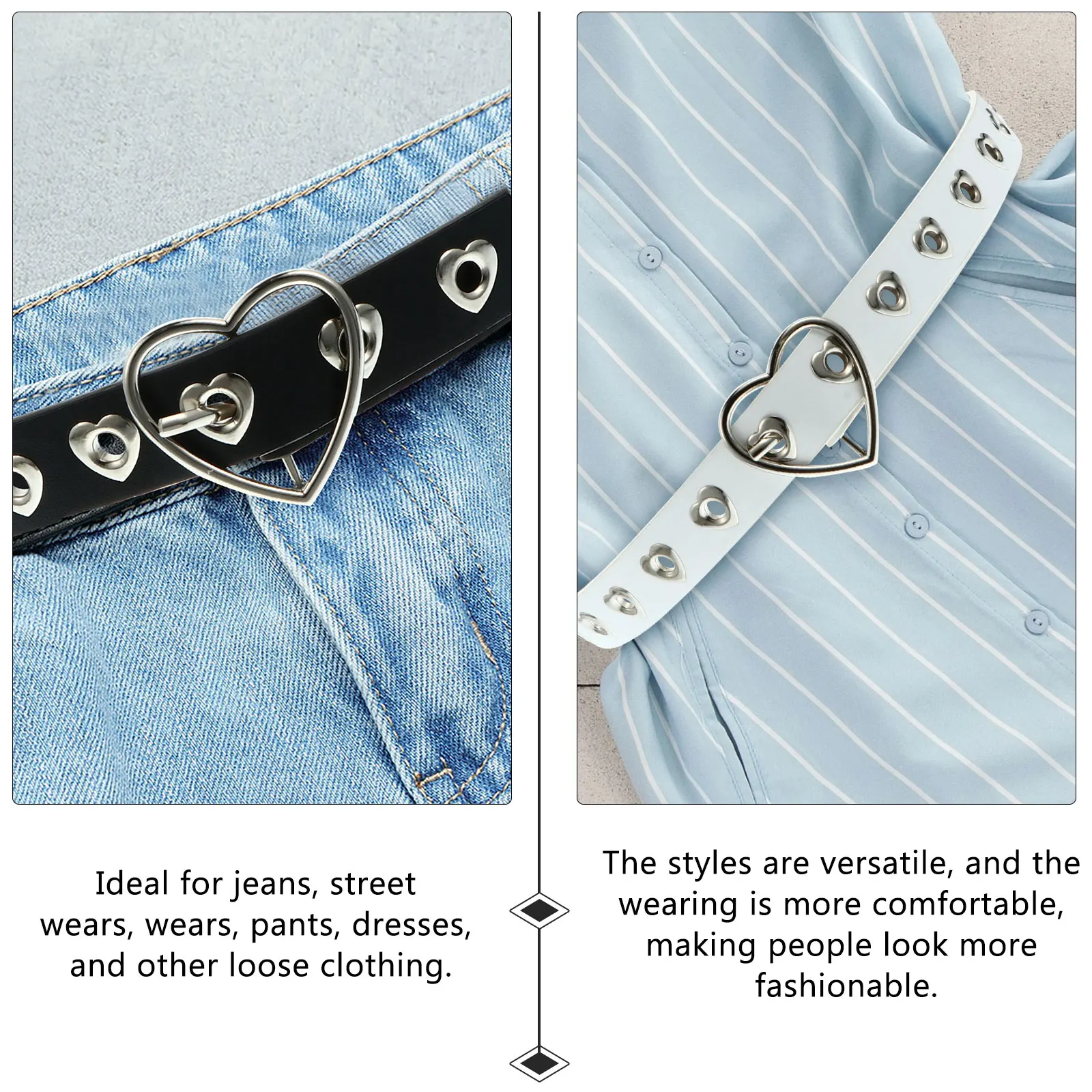 

Love Shape Buckle Skirts Belt Fashion Women Lady Waistb Decorative Adjustable 106cm Long Stylish Street Dance Accessories Punk