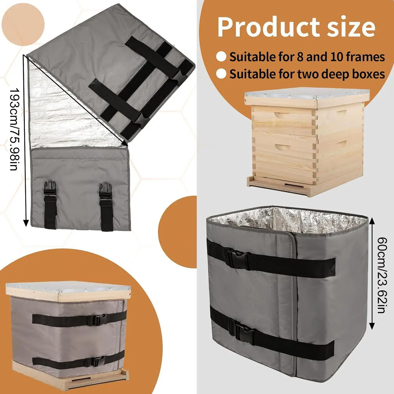خلية النحل العزل التفاف مقاوم للماء خلية النحل التفاف الشتاء غطاء للحماية في الهواء الطلق لوازم تربية النحل العزل الدافئ للحديقة