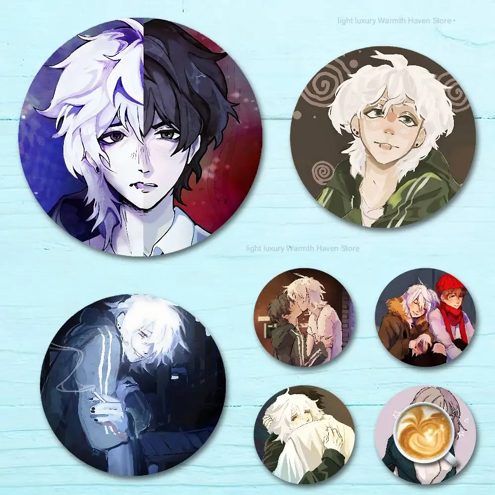 

The P-Promise of H-Hope Heat Resistant Round Wooden Coasters Non-slip Drink Cafe Decoration 2D Flat Color Print Coasters