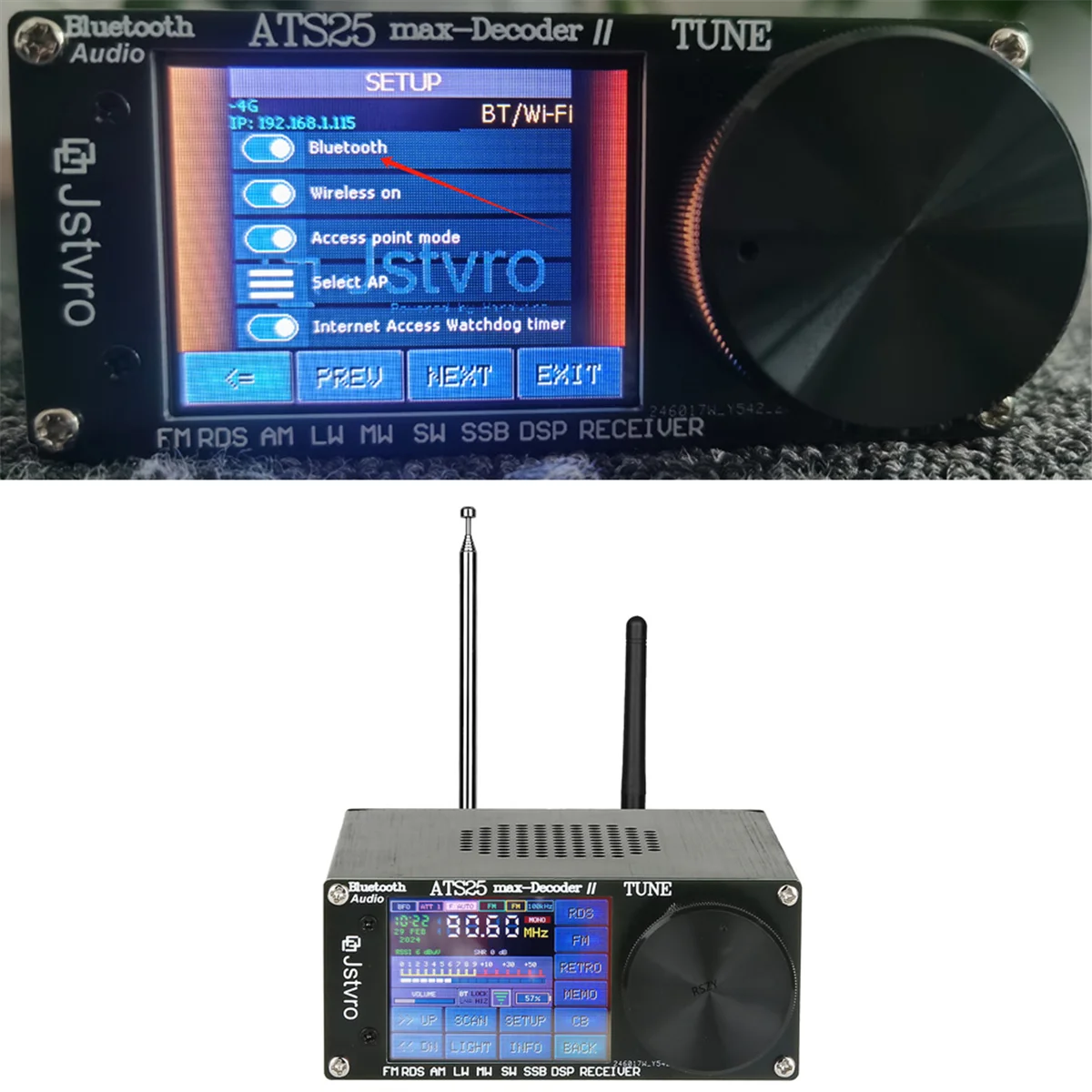 Imagem -02 - Rádio Completo com Bluetooth Decodificador Máximo ii Dsp fm lw mw sw Ssb Tela Sensível ao Toque de 24 Polegadas 64108mhz