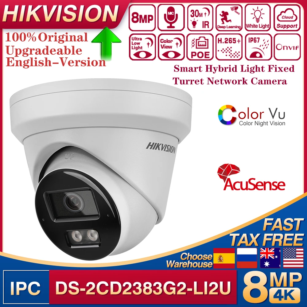Hikvision Ip Camera 8Mp Dome - Telecamera di rete a torretta fissa