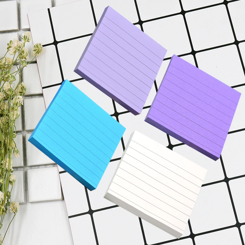 

4 Pcs Self Notepad Memo Paper Stickers Pads Self-stick Striped Notepads Kraft