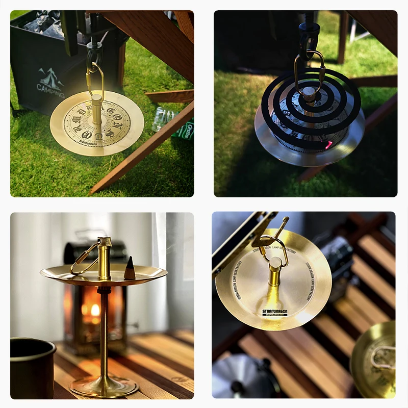 

Modular Brass Camping Tray - Detachable 3-in-1 System for Display/Coil/Food (1/4" Universal Thread)