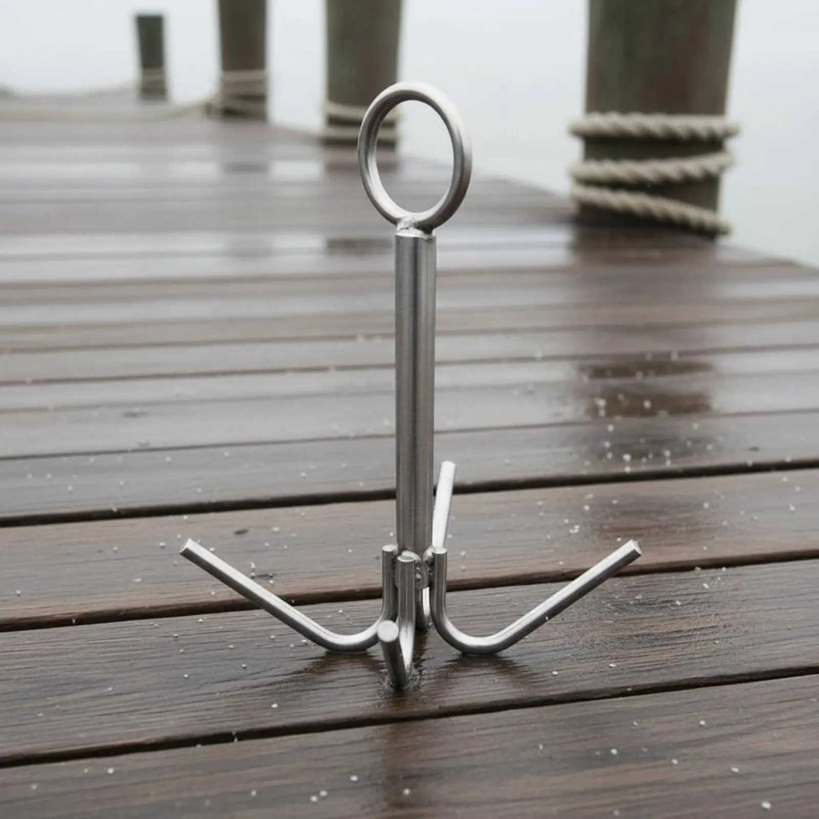 Four-Claw Anchor Stainless Steel 4-Prong Anchor Portable Grapnel Strong Grasping Marine Hardware Compact for Boating, Sailing