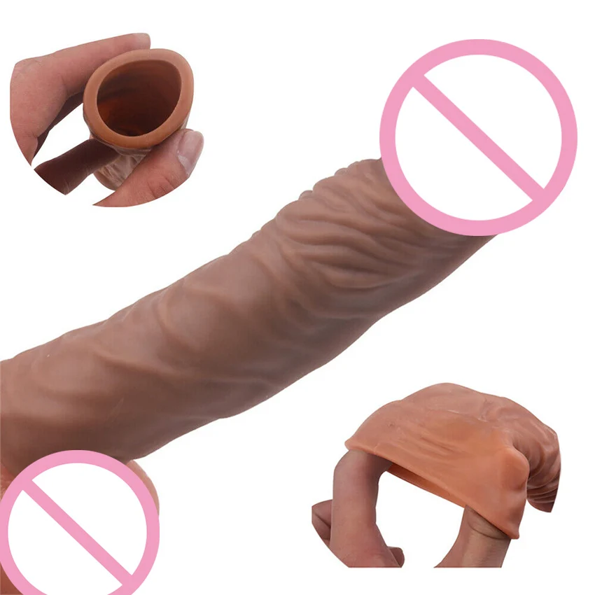 

20cm Enlargement Penis Extender Sleeve Reuseable Condom Delay Ejaculation Sex Toy for Men Intimate Goods Sex Accessories for Man