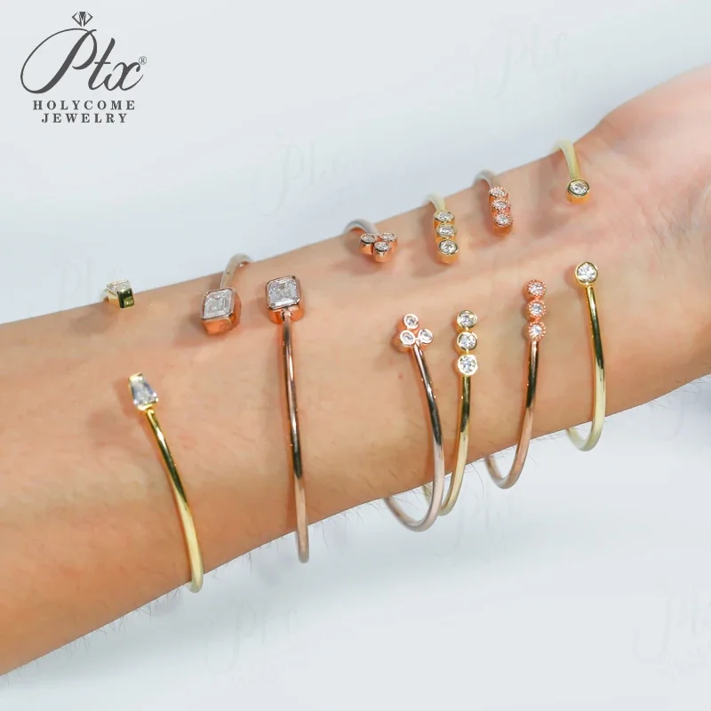6 Styles Open Bangle Moissanite Diamond 925 Sterling Silver Anniversary Gift 2025 New Unisex Charms Pass Diamond Tester Party