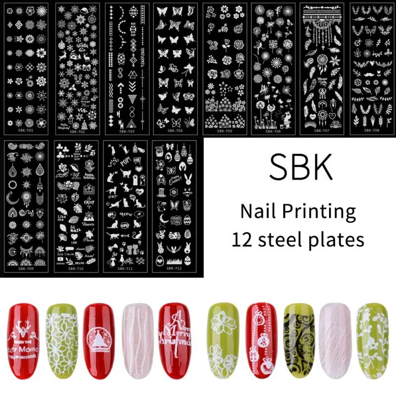 Nail Art Templates Stamping Plate Design Flower Butterfly Nail Stamp Templates Leaf Floral Printing Stencil Plates Image manicur