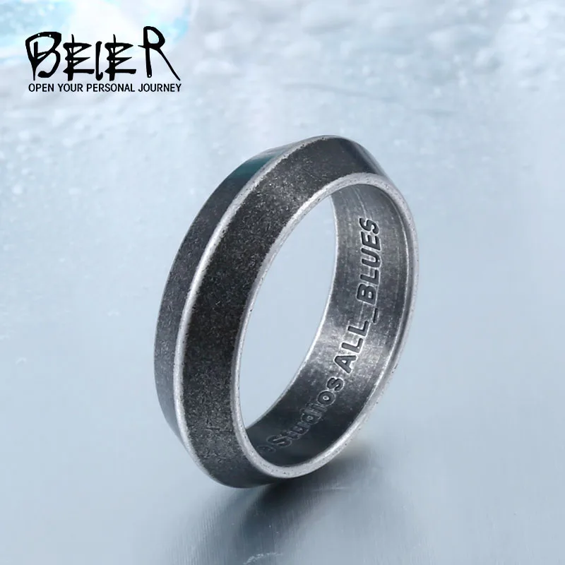 Beier 316L Stainless Steel Fashion Sawtooth Simple Style Men\'s Ring Viking Totem Antique Ring High Quality Jewelry LLBR-R088R