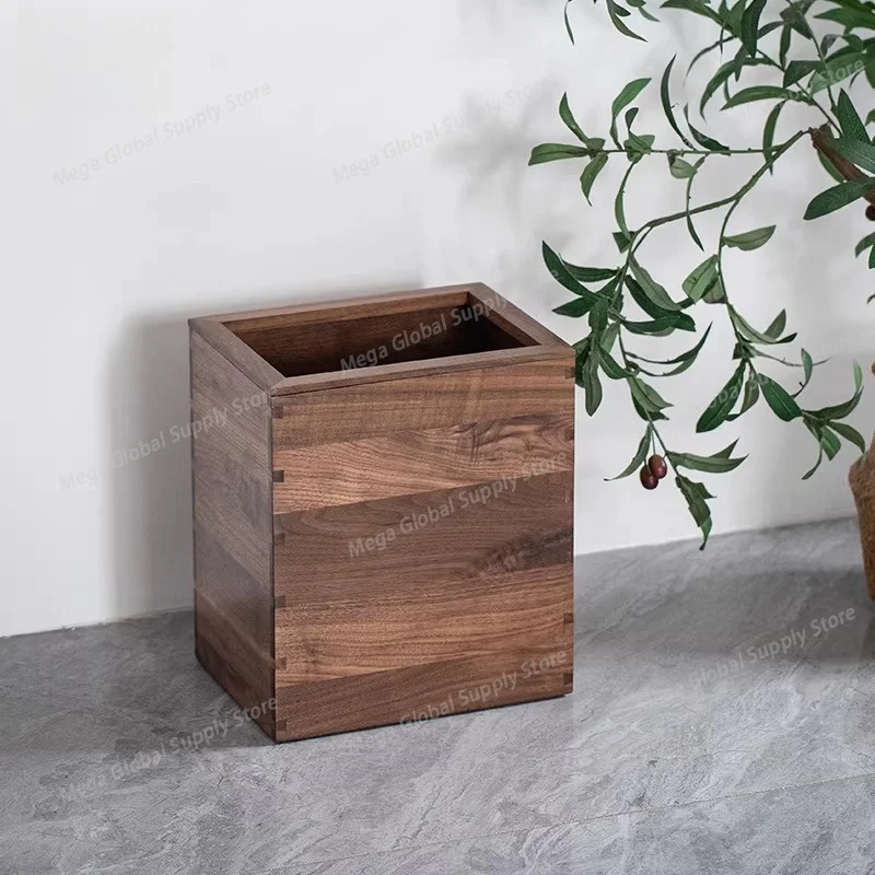 

Japanese Solid Wood Trash Can Nordic Creative Wooden Wastebasket Living Room Bedroom Homestay Storage Bucket Home & Garden