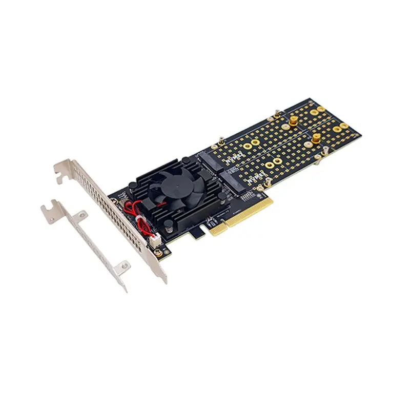 Leading-Split-Free PEX8747 4-Port Quad M. 2 Nvme To Pcie 3.0 X8 Expansion Card Adapter,Supports 22110/2280/2242 Size M. 2 Nvme S