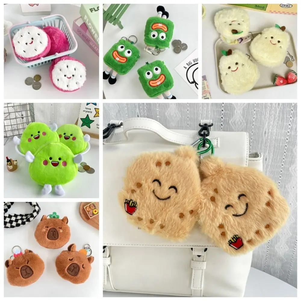 Cute Card Pocket Cartoon Coin Purse Capybara Fruit Plush Key Chain Pouch Stitch Potato Small Items Bag Travel