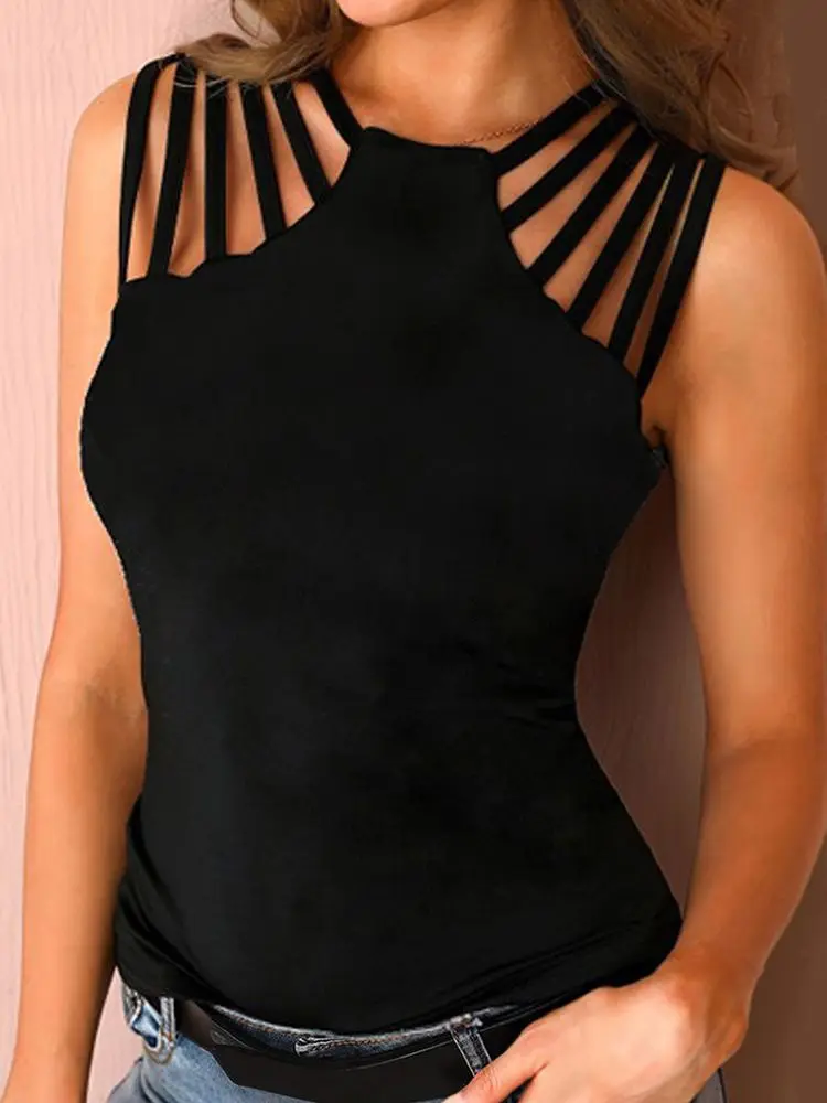 

Irregular Collar Casual Short Sleeved Solid Color Women's T-shirt Street Fashion Daily Urban Style Summer Top