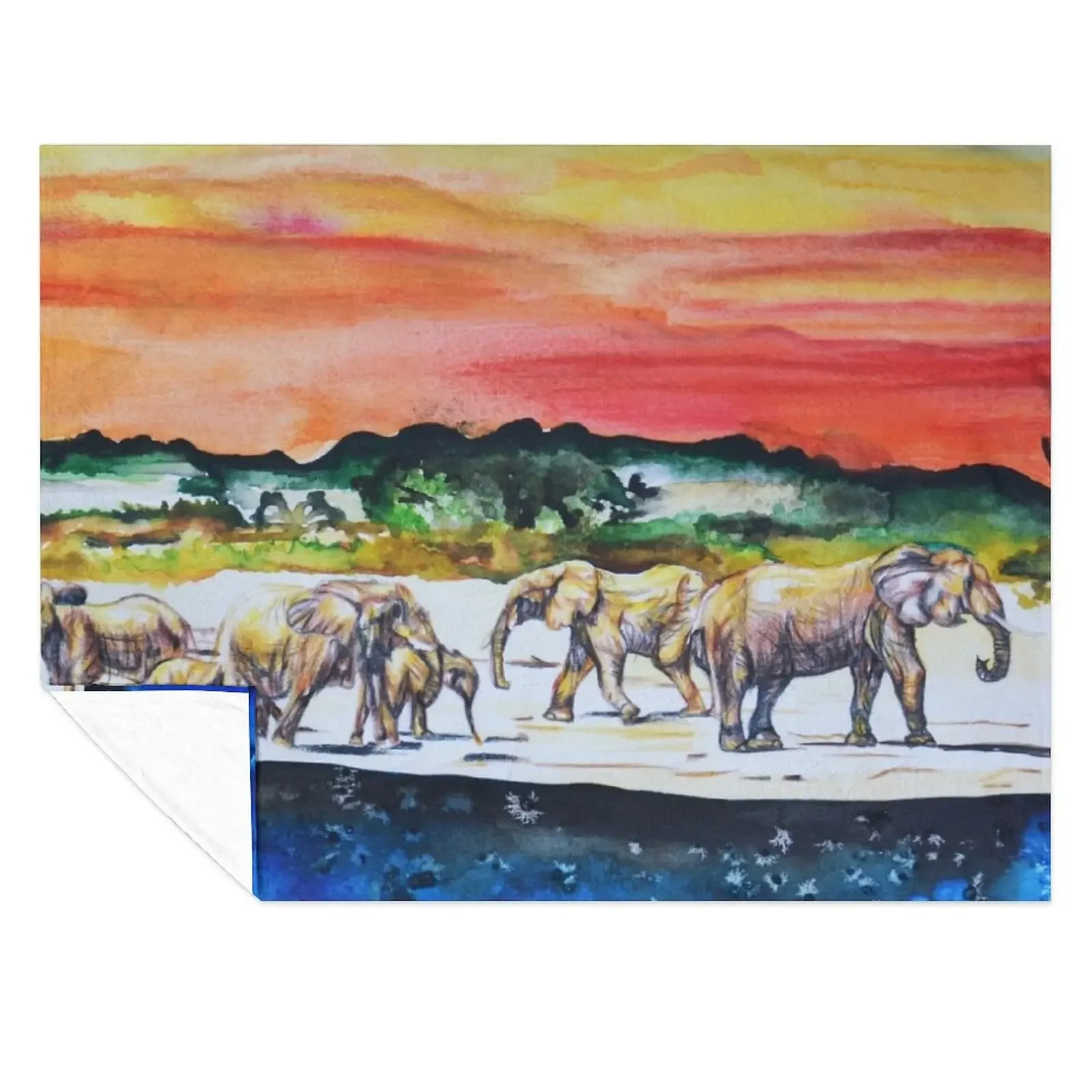 

Elephant Herd Throw Blanket Single Furry For Sofa Thin Decorative Throw Blankets