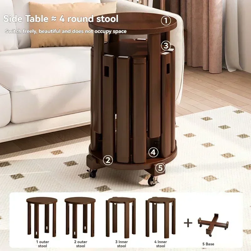 Internet Celebrity Stackable Stool, Modern Dining Table Stool, Natural Wood, New Chinese Style Solid Wood Round Stool Premium