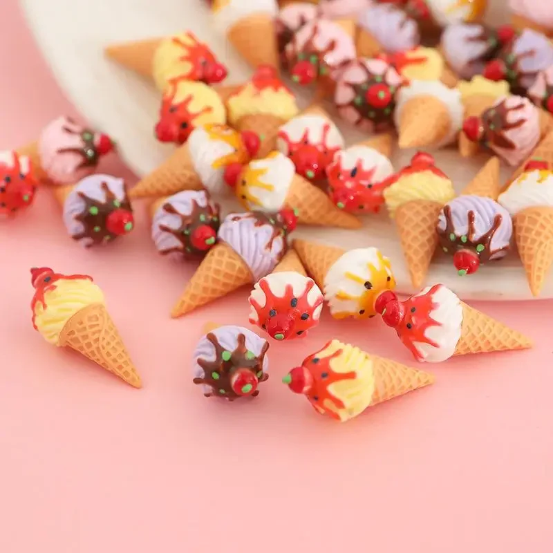 6個入り ドールハウス ミニチュア キッチン フード おもちゃ - ジャム＆アイスクリームコーン モデル ホームデコレーション 子供用遊び マイクロランドスケープ オーナメント ギフト