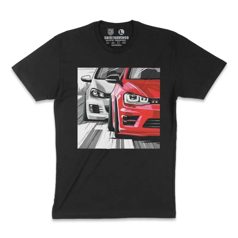 00012652#A-Golf R T-Shirt VW Turbo Hatchback Car Tee German Street Racer Shirt AWD Tuner Gift for Him Euro Style Stance Build Gr