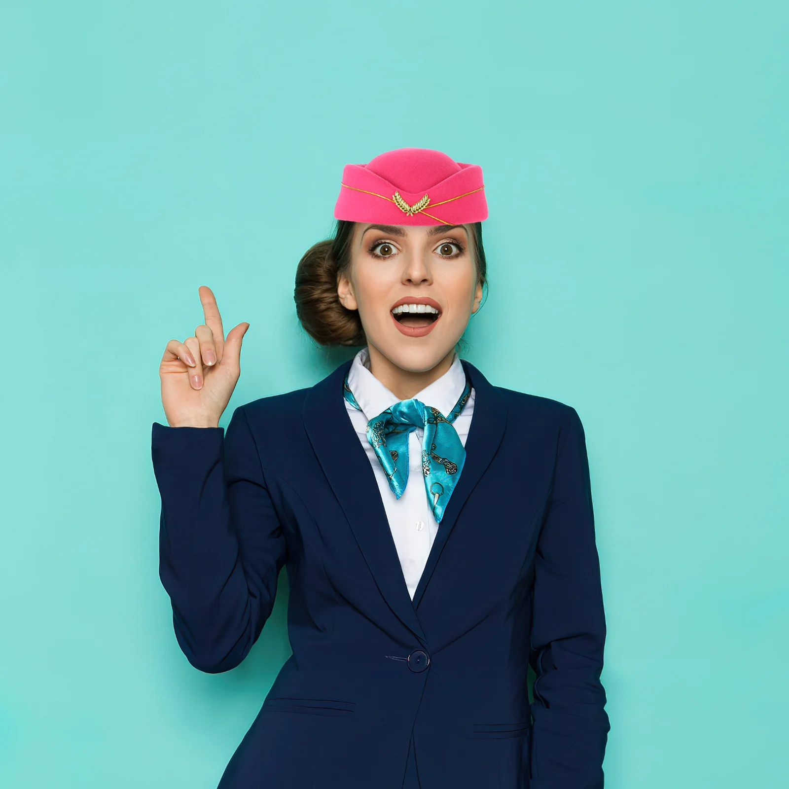 Sombrero de azafata, disfraz de azafata, decoración rosa de imitación para mujer, decoración para el cabello elegante, delicada y resistente, temática de aerolínea