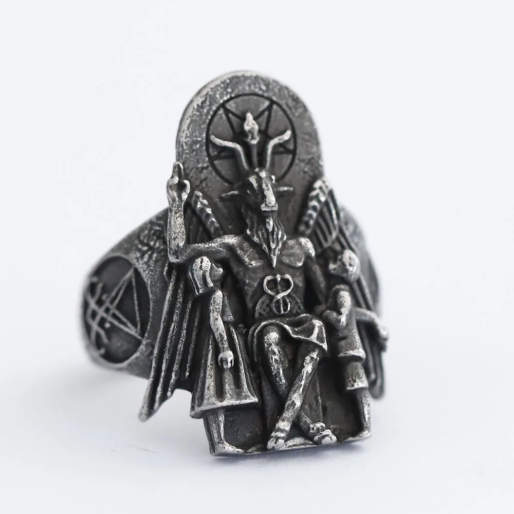 2023 new Vintage Ring Lucifer Satan Signet Ring For Men With Anubis Stainless Steel fashion punk Jewelry for Gift